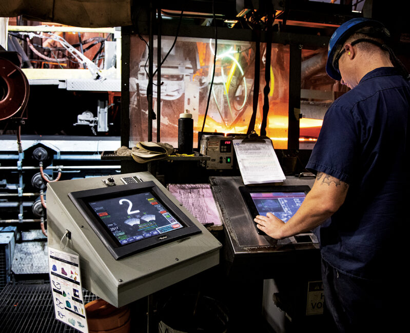 Commercial truck man working at computer